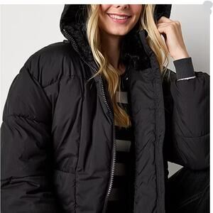 Arizona Heavyweight Womens Juniors Puffer Jacket in Black, Sz L -- NWT